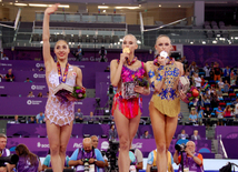 Azərbaycan gimnastı Marina Durunda Avropa Oyunlarında gümüş medal qazandı. Bakı, Azərbaycan, 21 iyun 2015 